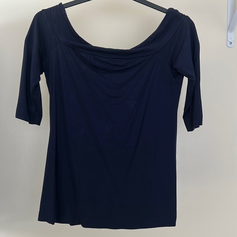 Navy scoop neck top from Ann Taylor.